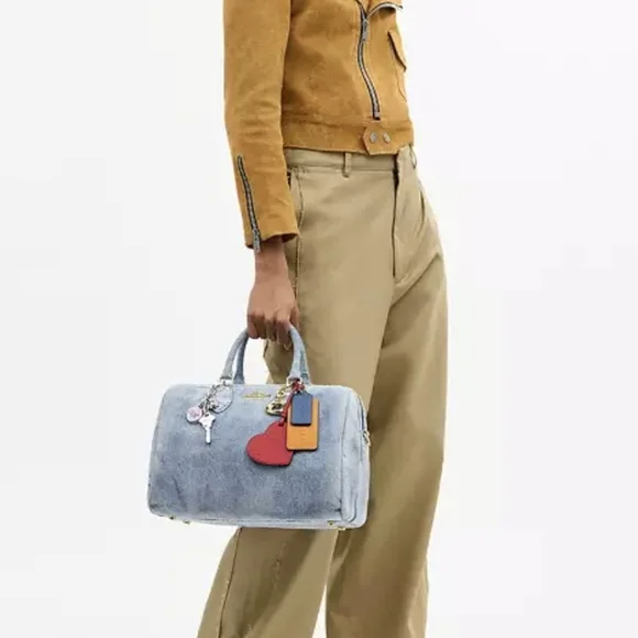 Coach Rowan Large Denim Satchel - Picture 10 of 11